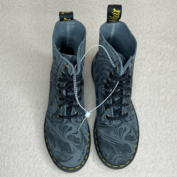 NEW Dr Martens Marble Suede Pascal 1460 Combat Lace Up Boots-Womens 5-Gray/Black - Picture 7 of 12